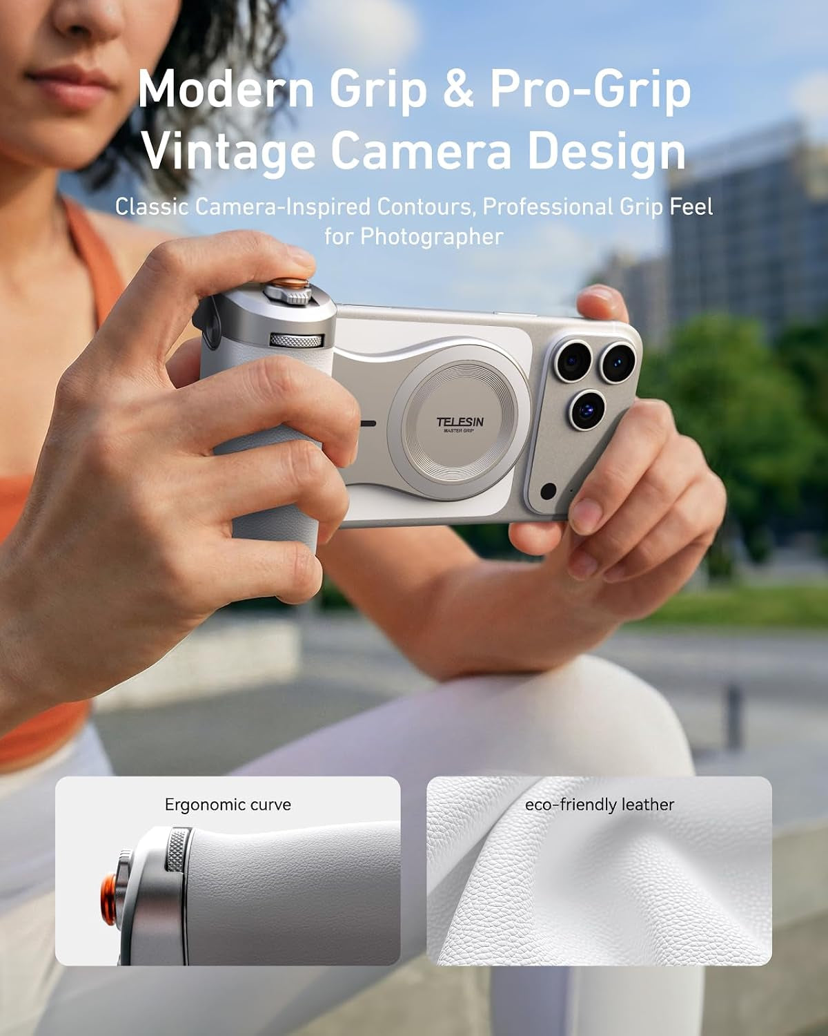 Pro Shot Imaging Grip, Magnetic Phone Camera Grip for Iphone 17 16 15 14 13 12, Bluetooth Shutter Handle with 3200Mah Battery & Wireless Charging, Dslr-Style Handle Holder