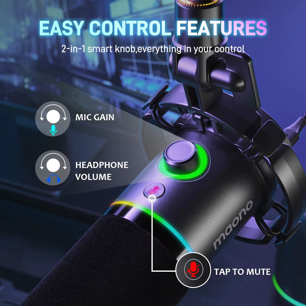 PD200X XLR/USB Dynamic Microphone for Gaming Recording Streaming Youtube Metal Mic with Software Tap-To-Mute Gain Knob