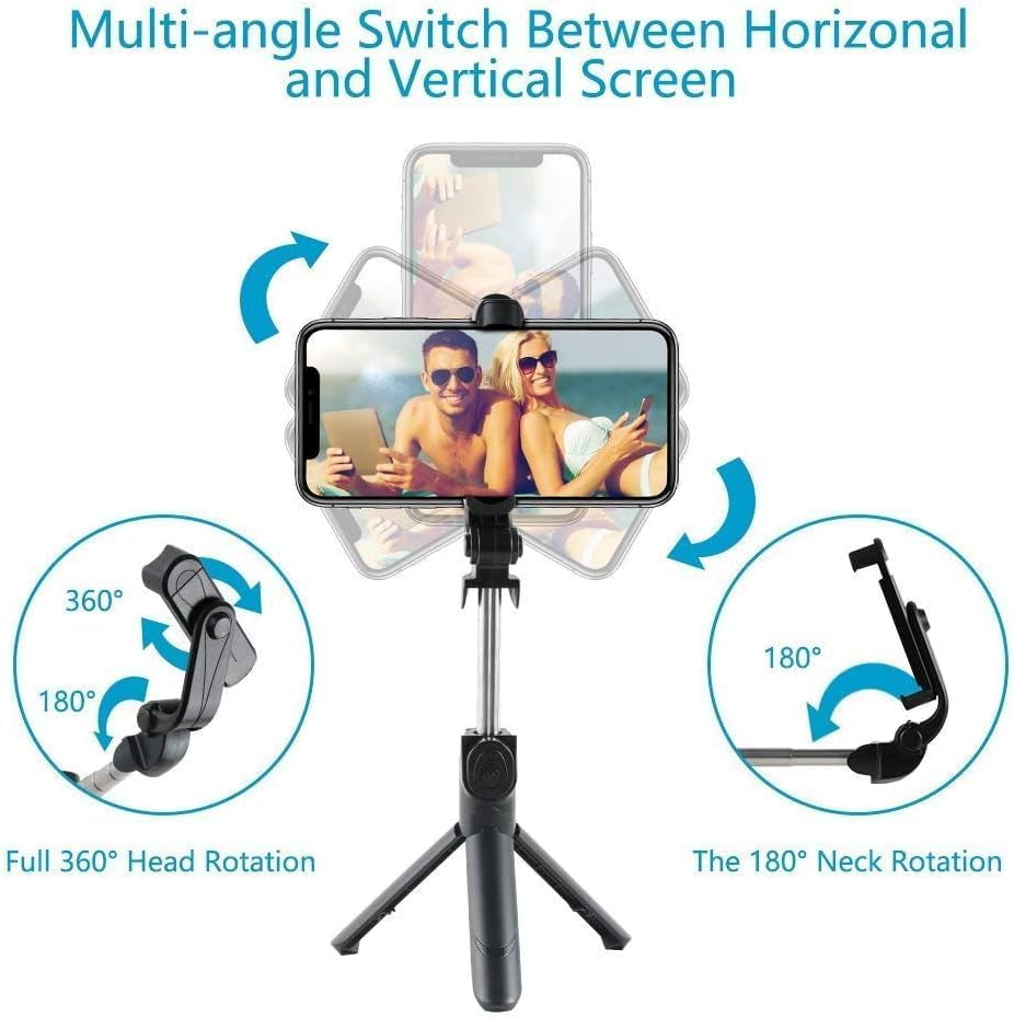 Wireless Selfie Stick, Adjustable Selfie Stick with Tripod Stand and Detachable Wireless Remote, Support Video Record, Extendable Monopod for Iphone 17/16/15/14 Pro Max, Galaxy, All Other Smart Phone