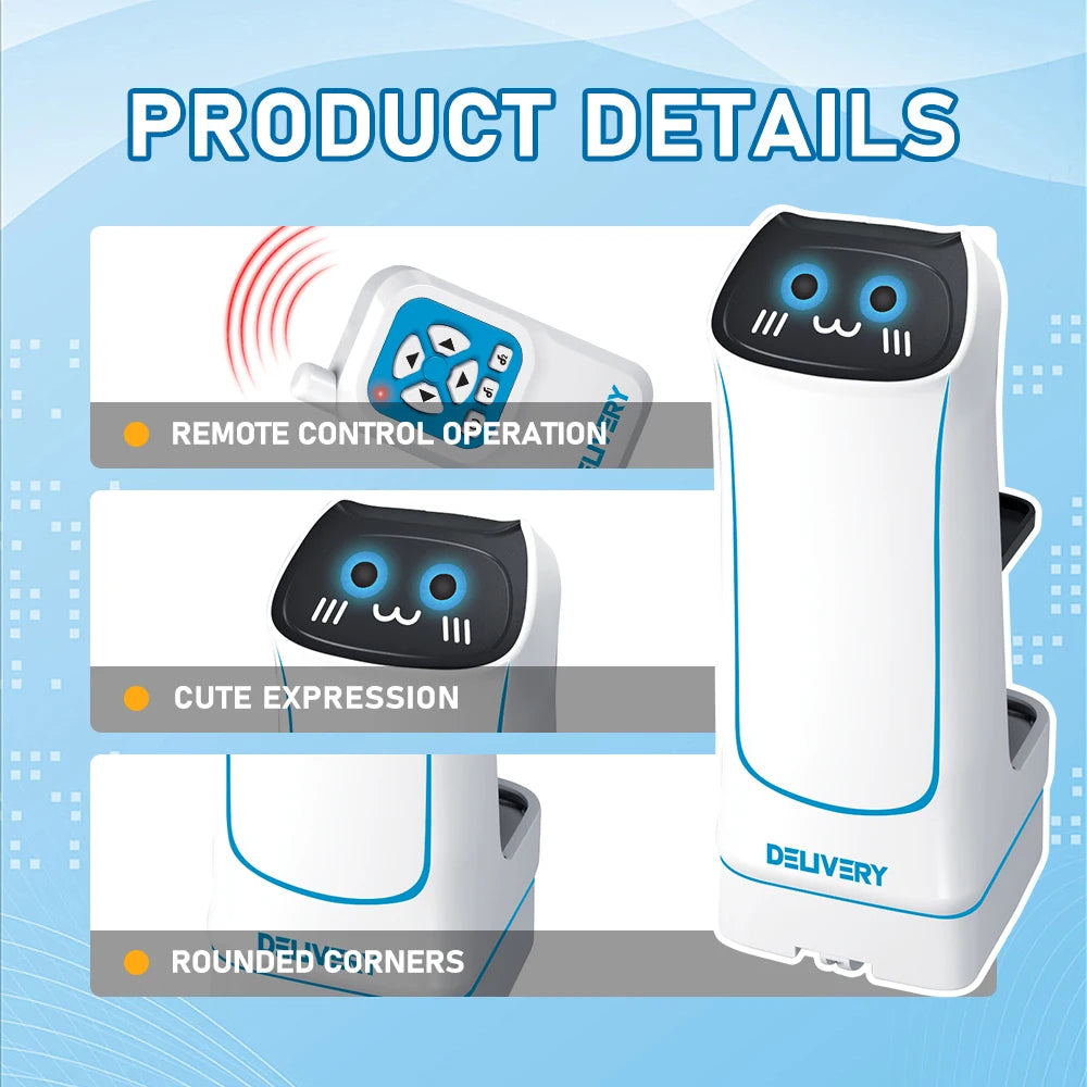 2.4Ghz Remote Control Food Delivery Robot Toy, Remote Control Toy Robot with Light and Music, Children&
