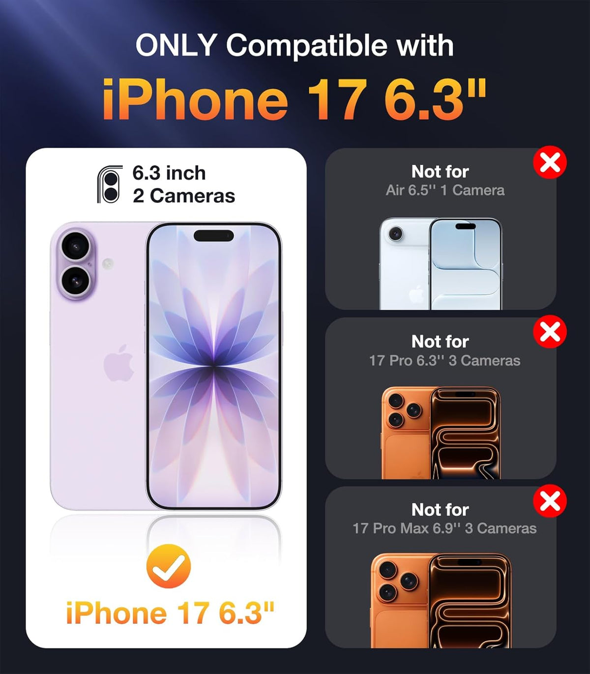 Magnetic for Iphone 17 Case 6.3", Compatible with Magsafe – Full-Body Bumper, Military-Grade Drop Proof with Built-In Touch-Sensitive Anti-Scratch Screen Protector, Purple
