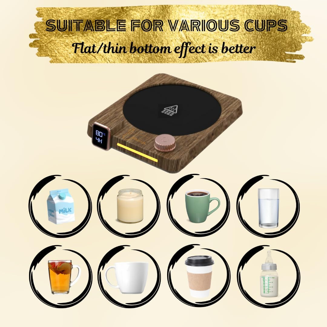 Coffee Warmer, Coffee Mug Warmer for Desk, 9 Temp Settings (104°F-176°F), 40W Fast Heating, Auto Shut off Perfect for Coffee, Tea, Milk, Hot Beverage, Gift for Men, Women, Office & Home Use