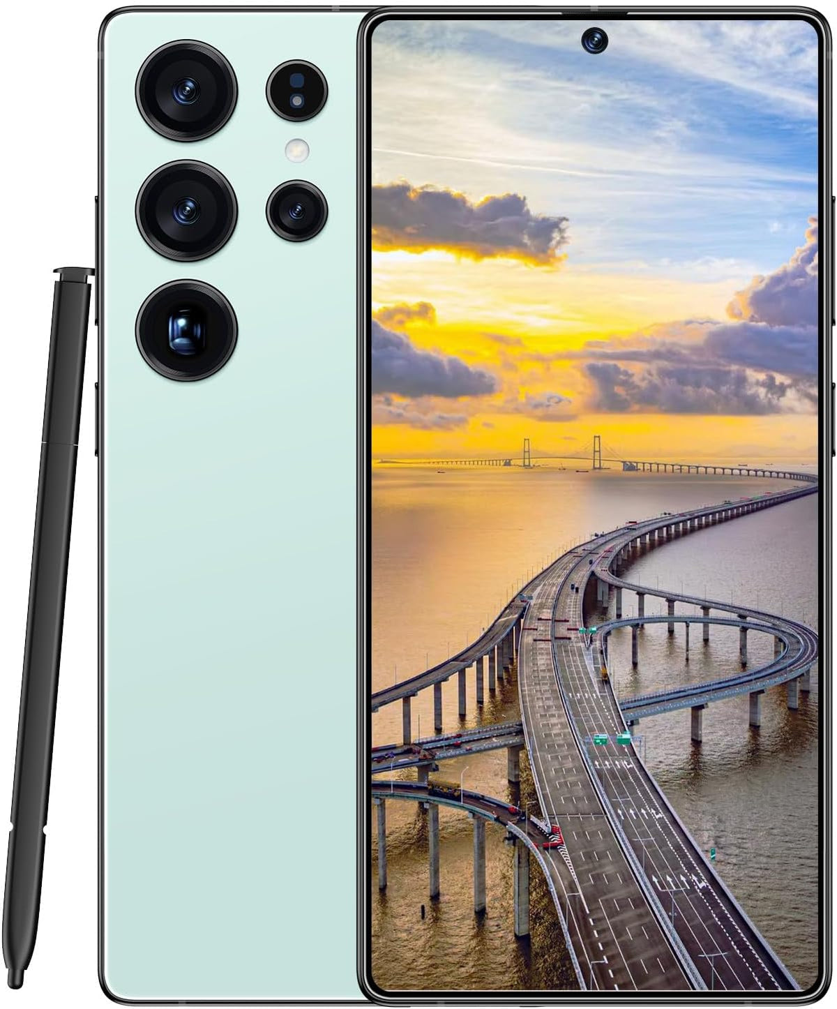 C25 Ultra Cell Phone Unlocked Phones 2025 Android 14 Mobile Phone with Build-In Pen, 12GB+512GB, 7" Display, 108MP+68MP Camera 8000 Mah 5G Dual SIM Smartphone (Light Cyan)