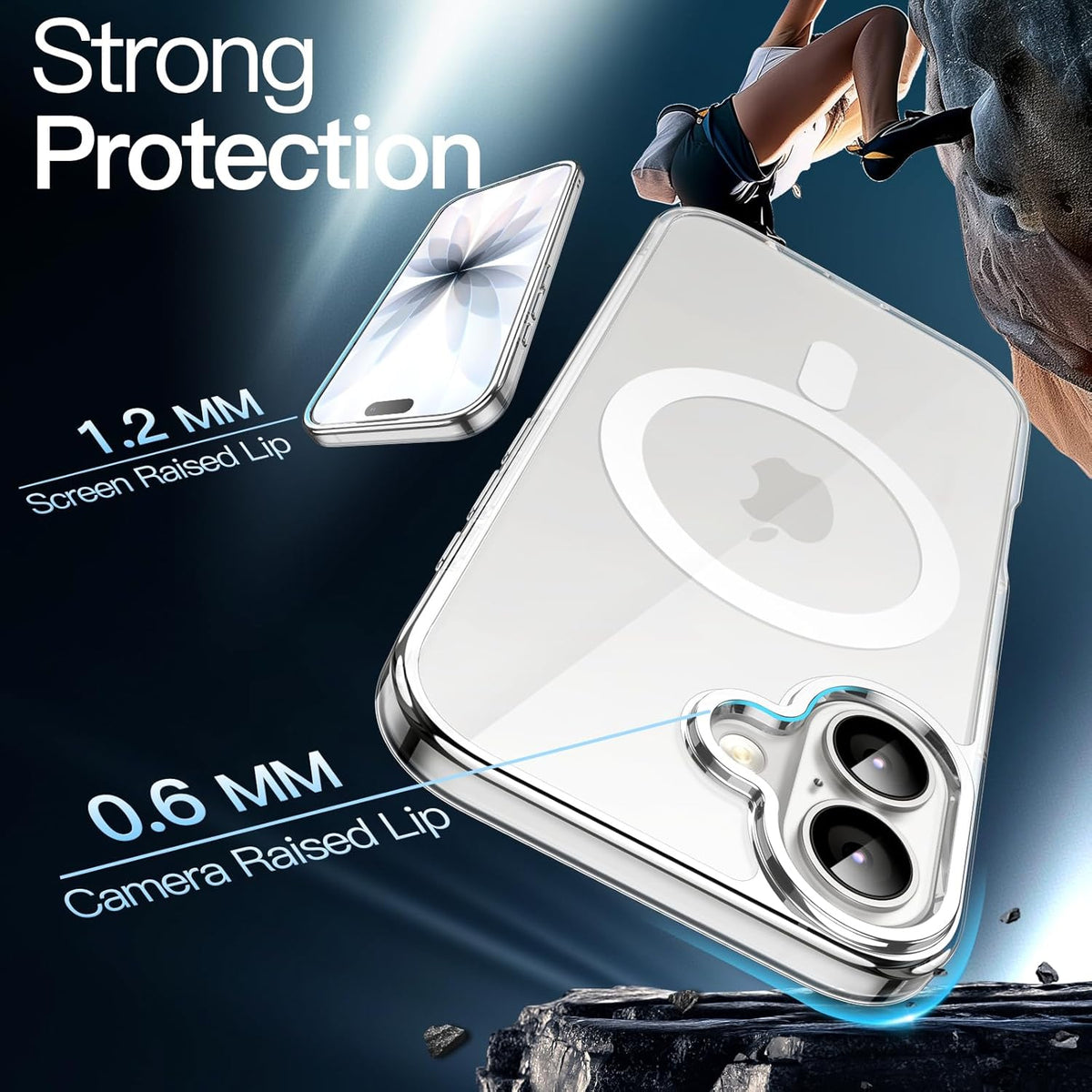 Magnetic Case for Iphone 17 6.3-Inch Compatible with Magsafe, Shockproof Phone Bumper Cover, Anti-Scratch Clear Back (Clear)