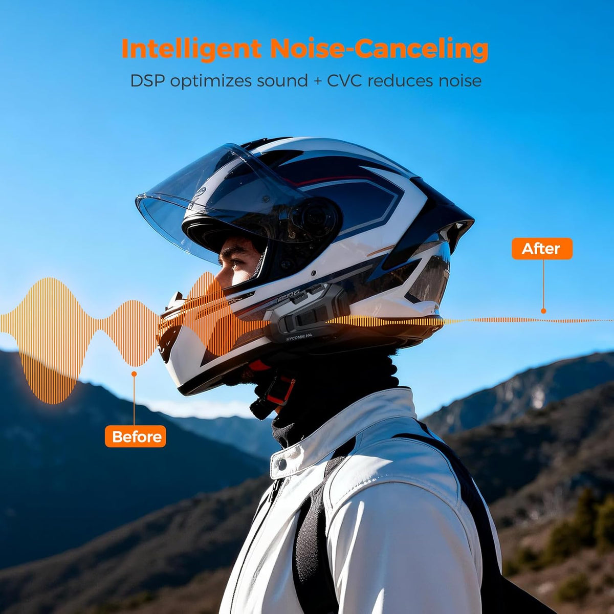 H4 Motorcycle Bluetooth Headset – 4-Rider, 2km, 35H, IP67, 2 Pack