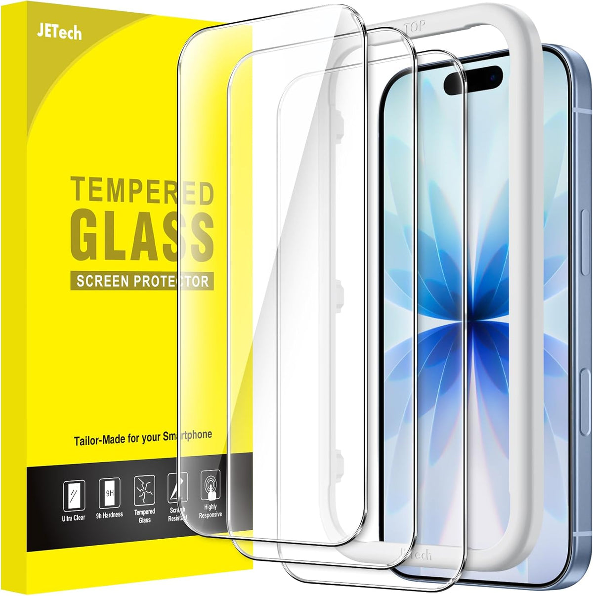 Screen Protector for Iphone 17 6.3-Inch, Tempered Glass Film with Easy Installation Tool, 9H Hardness, Case-Friendly, 3-Pack