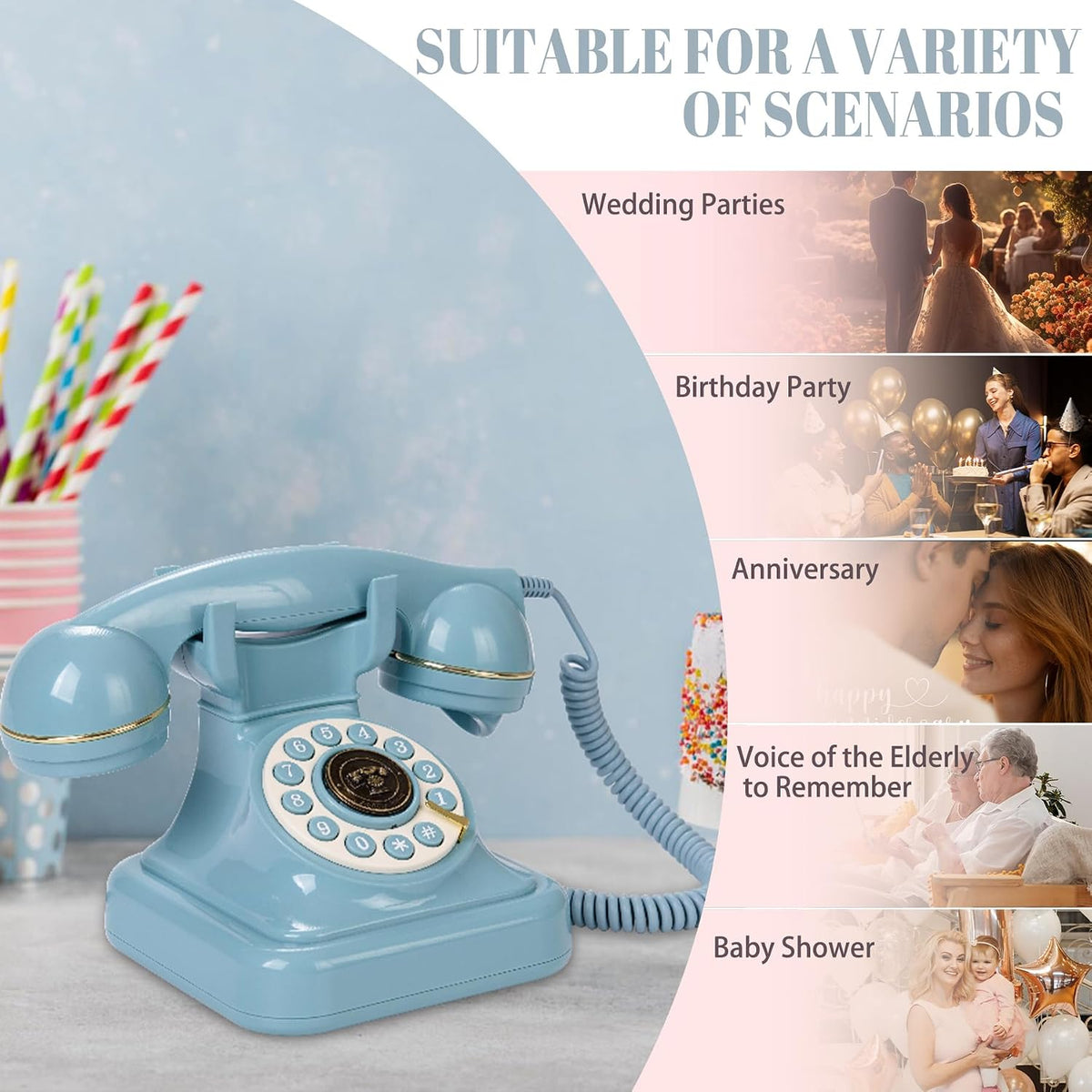 Audio Guest Book Wedding Phone, Audio Phone Guestbook (Blue-Green)