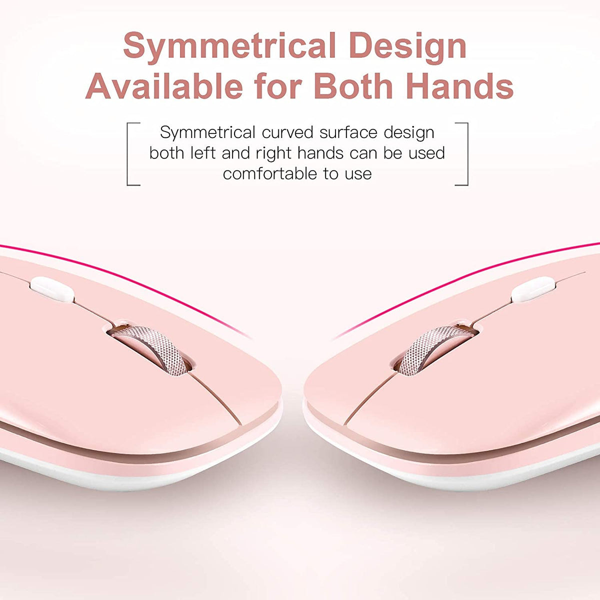 Wireless Flat Mouse, 2.4G Optical Mouse for Laptop, PC, Chromebook, Notebook, Especially Designed for Computer Bags (Pink)