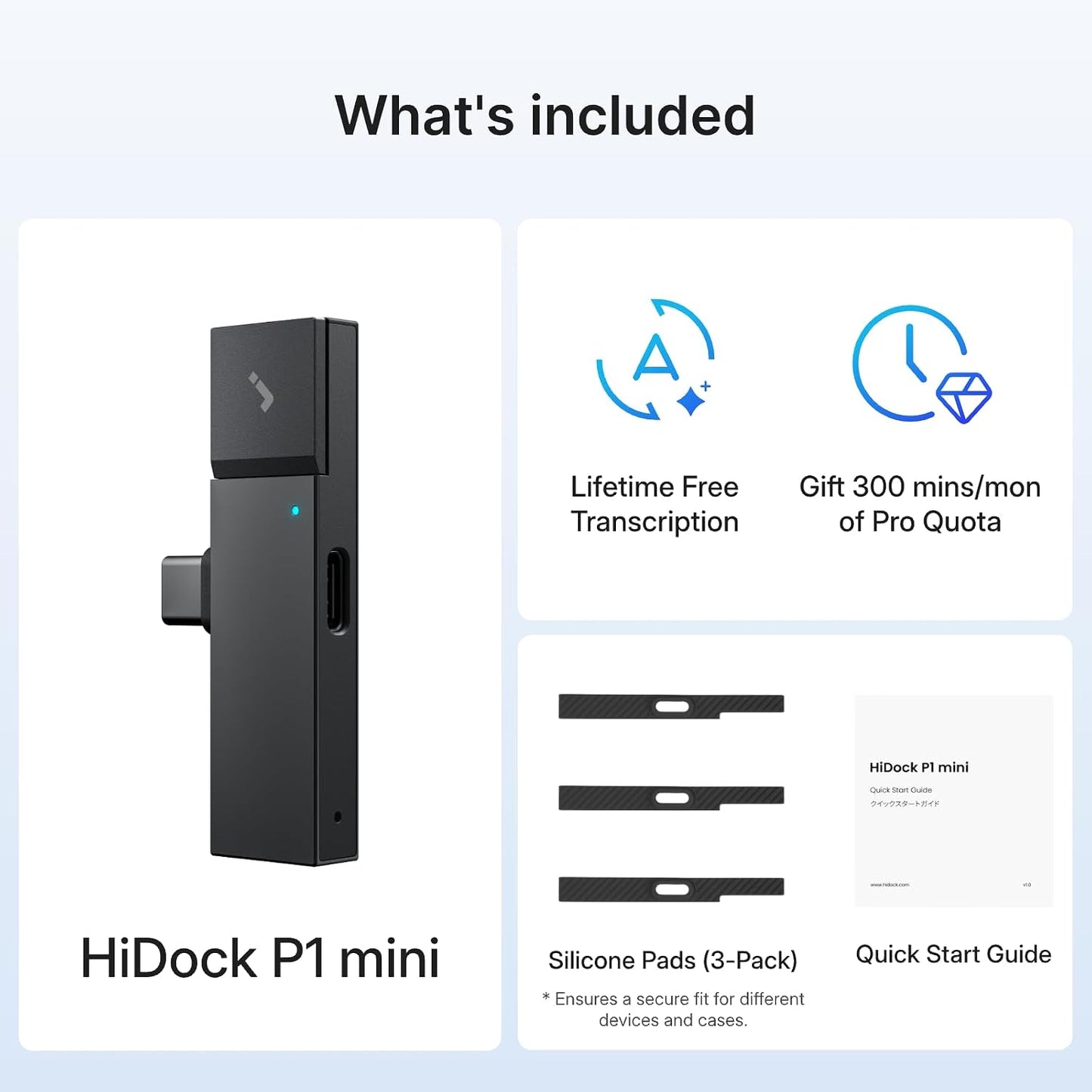 P1 Mini AI Voice Recorder: Smart Voice Recorder Works with Wireless Earbuds for Meeting Lectures Calls Bluecatch Tech Digital Audio Recorder Transcription Summary Hinotes