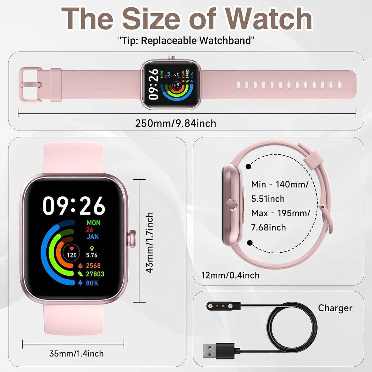 Smart Watch for Men Women with Bluetooth Call,Alexa Built-In Smartwatch,1.83"Diy Dial Fitness Watch with Sleep Heart Rate Spo2 Monitor,100+ Sport Mode,Ip68 Waterproof Watch Compatible with Android Ios