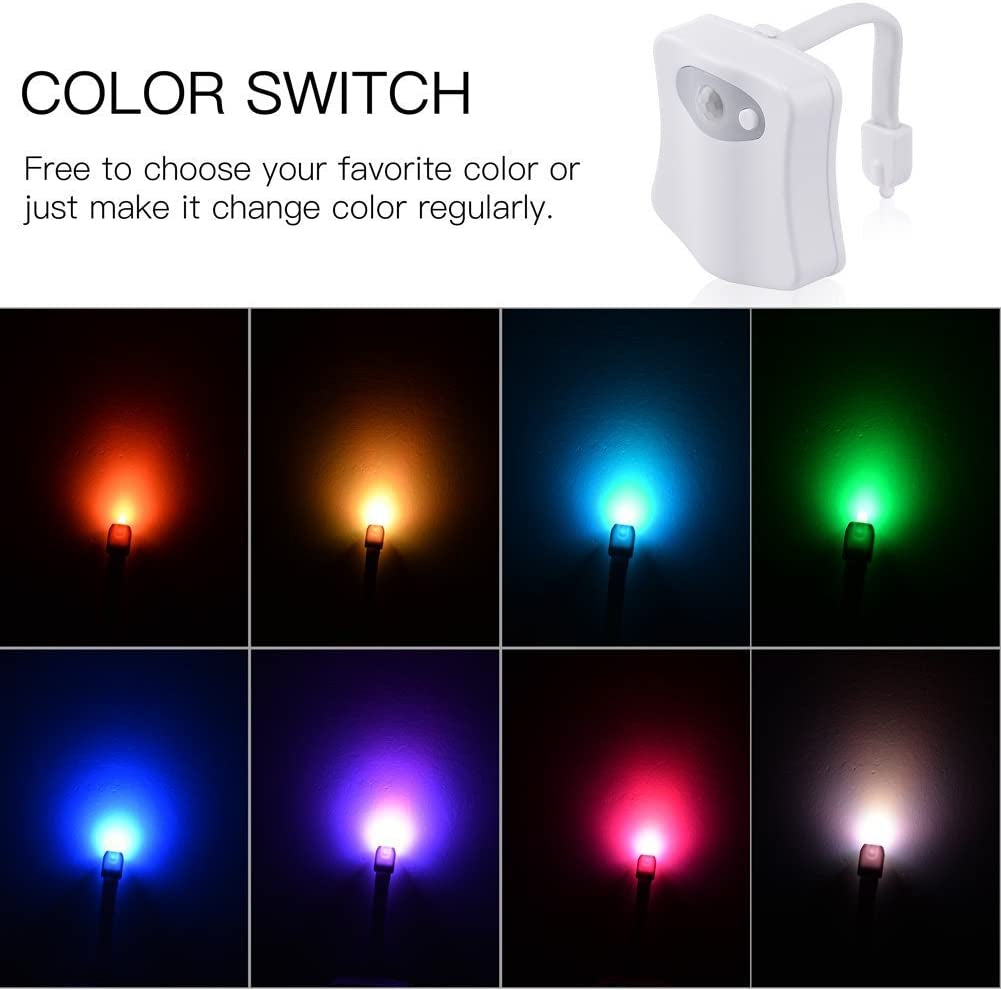 2-Pack Original Toilet Night Light Gadget, Fun Bathroom Lighting Add on Glow Bowl Seat, Motion Sensor Activated LED 9 Color Modes - Weird Novelty Funny Birthday Gag Gifts for Adults, Kids & Toddlers