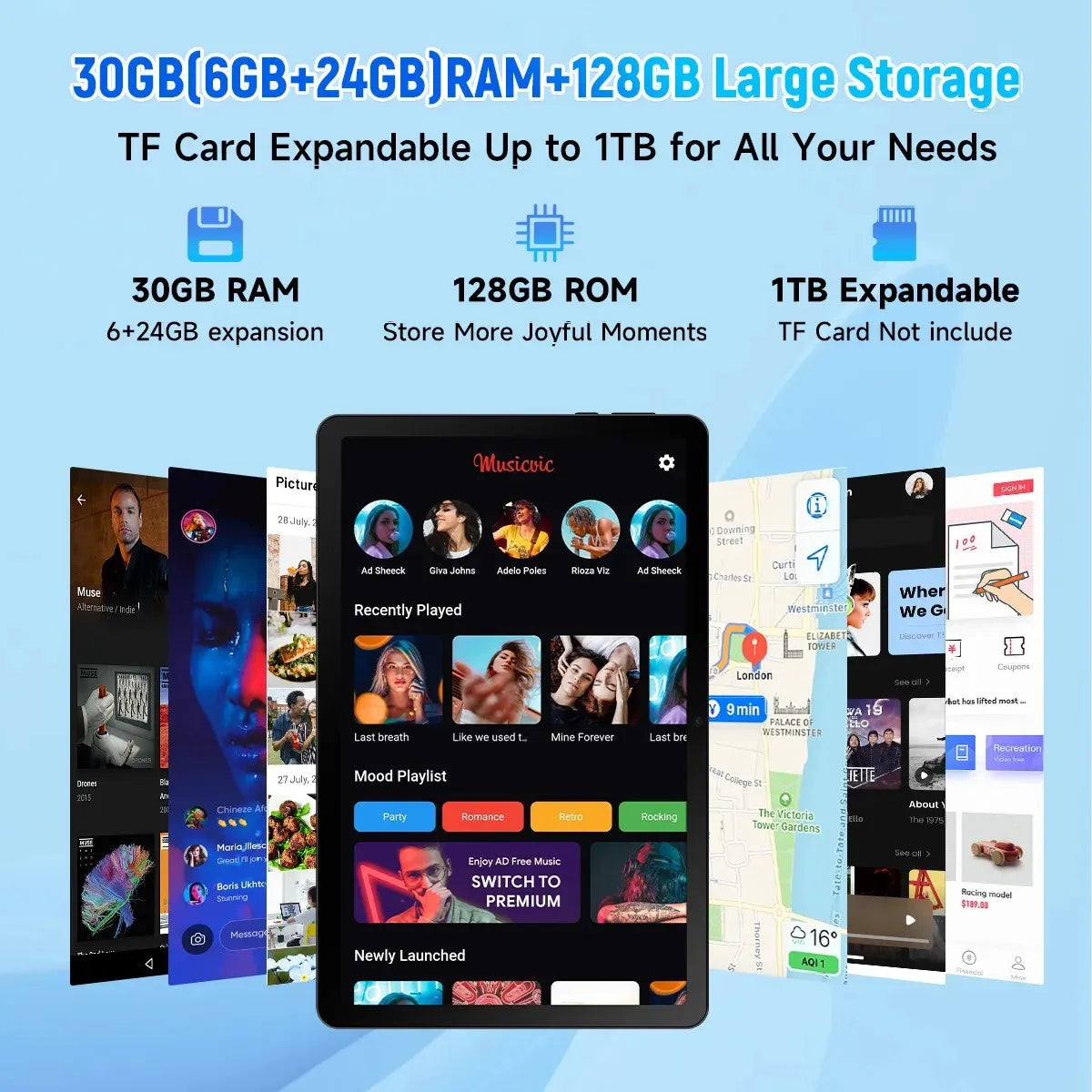 G9L 11.5 Inch Tablet Android 15 30GB+128GB+1TB Expand 8400Mah 2K 1200X2000 HD IPS Screen Wifi 6 Dual Camera Widevine L1 GMS