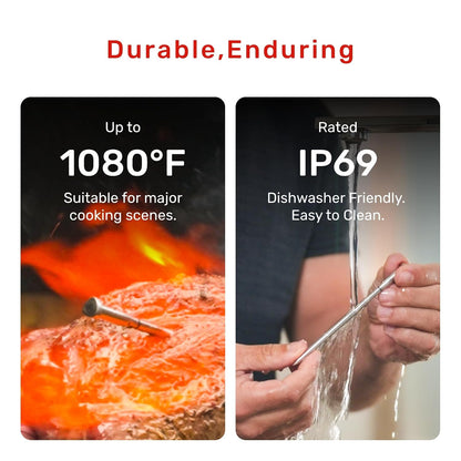 S Pro Bluetooth Wireless Meat Thermometer, with 6 Sensors Build In, Long Range, Smart App Monitoring with Timer &amp; Alarm, IP69 Waterproof, Meat Thermometer Probe for BBQ, Grill, Oven