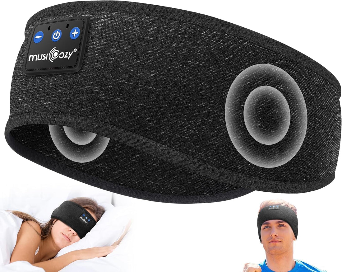 Sleep Headphones Bluetooth 5.4 Headband, Sports Wireless Earphones Sleep Mask Earbuds IPX6 Waterproof for Side Sleepers Workout Running Insomnia Travel Yoga Cool Tech Gadgets (Black)