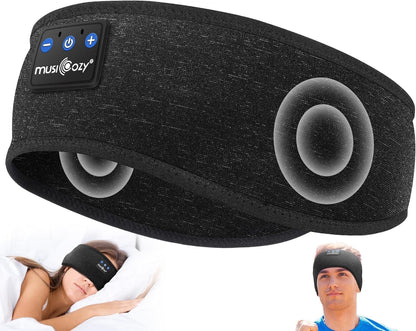 Sleep Headphones Bluetooth 5.4 Headband, Sports Wireless Earphones Sleep Mask Earbuds IPX6 Waterproof for Side Sleepers Workout Running Insomnia Travel Yoga Cool Tech Gadgets (Black)
