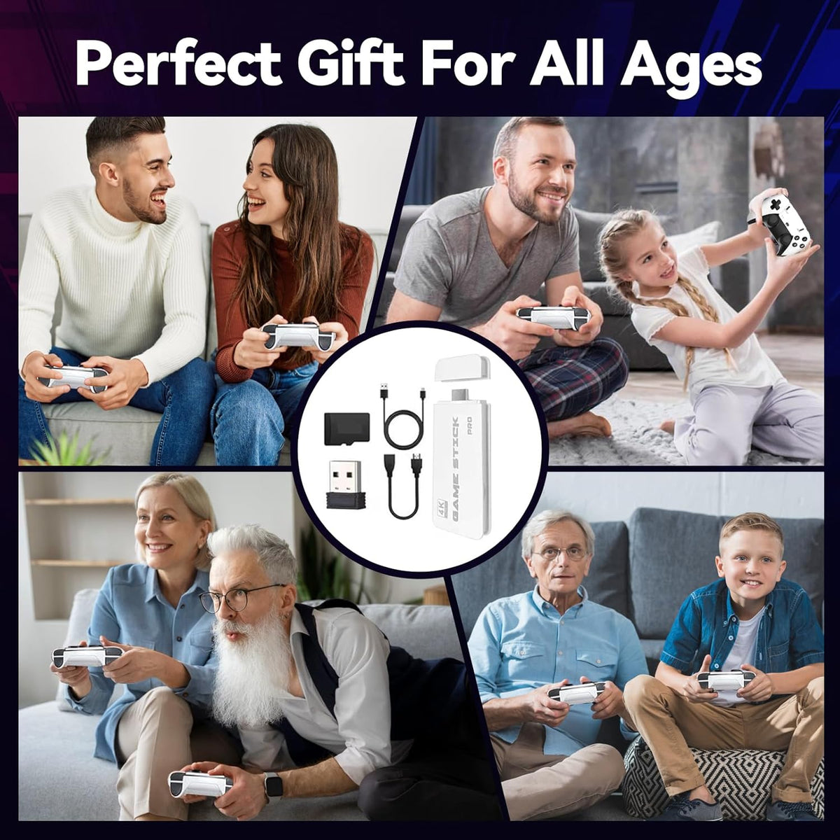 2025 Upgraded Retro Gaming Console, 4K HDMI Video Game Consoles with 40,000+ Games &amp; 23 Emulators, Plug and Play Video Gaming Stick with Upgrade Dual 2.4G Controllers (128G)