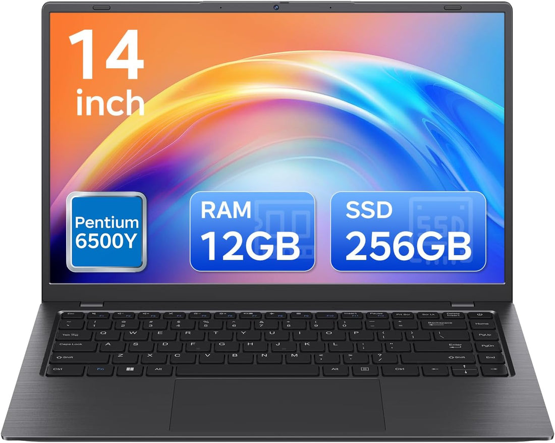 Laptop Computer, 12GB RAM 256GB SSD Laptops with Pentium 6500Y (Up to 3.4Ghz), 14 Inch FHD IPS Display, USB 3.2,USB C, Lightweight Laptop for Work, School, Multitasking &amp; Travel