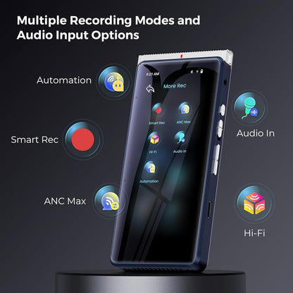 PR1 AI Voice Recorder, Transcription &amp; Translation with AI, 3.99 Inch 64GB Smart Summarize, Offline AI Processing Note Taker for Meeting &amp; Lectures, Translation for Business Travel, Silver