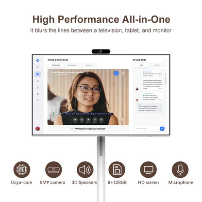 32 Inch Smart TV Rotation Touch Screen Portable Android Camera Mobile Display Tablet PC Stand Wheels Television Rechargeable