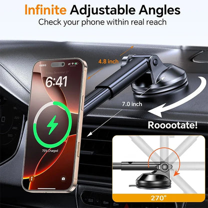 UYUXIO Magnetic Wireless Car Phone Charger Adapter 15W Fast Charging Windshield Dashboard Car Phone Holder for Iphone Samsung