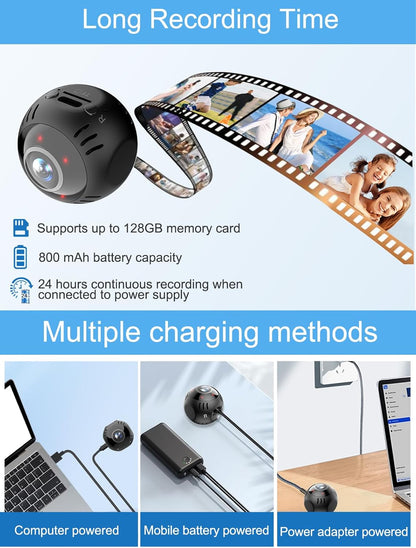 Mini Wifi Camera,Small Magnetic Wireless Cameras,4K 1080P Smart App 2.4Ghz,140° Wide Angle,Ai Motion Detection Alarm and Night Vision for Home Security Pet Cameras App Control