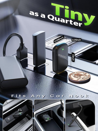Mini Wireless Carplay Adapter for Iphone and Android Auto | | Wired-To-Wireless Car Stereo Dongle | Gold-Plated USB | Fast Stable Auto Reconnect | for OEM Wired Carplay Cars 2016+