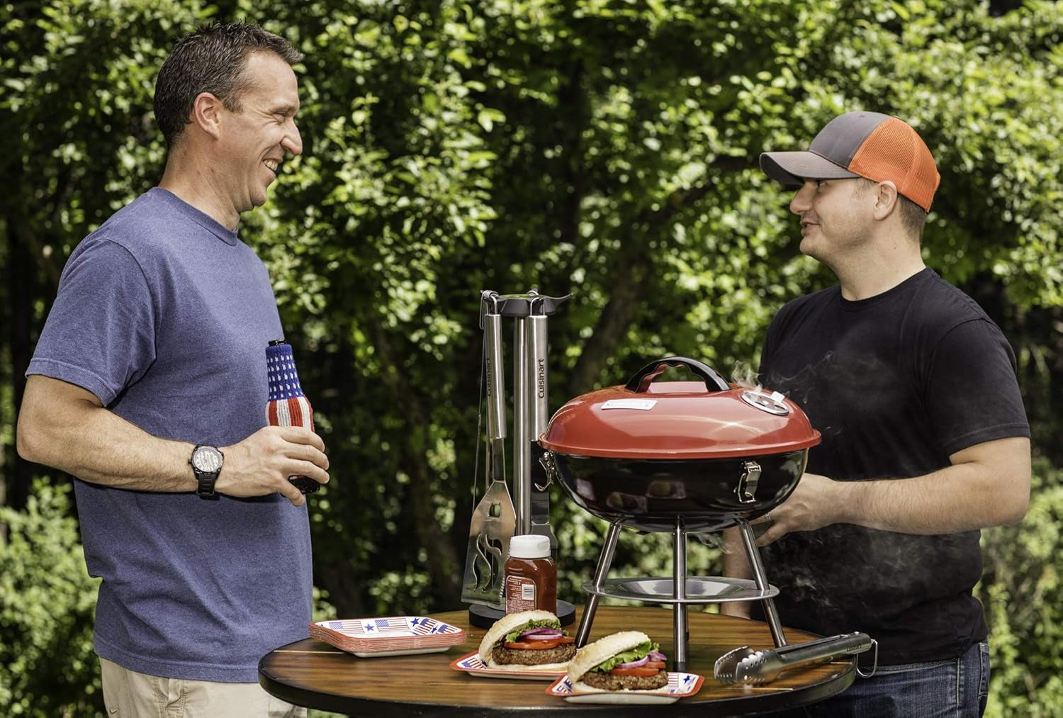 Outdoor Portable Charcoal Grill BBQ, 14", Compact & Light, Red (CCG-190RBC), Grills for 4 People