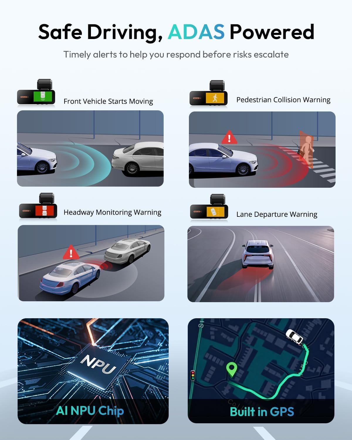 4K+2K Dual Channel Front and Rear Dash Cam with 64GB Card, STARVIS IMX415, Dash Car Camera with Voice Control &amp; 24/7 Parking Mode | Night Vision, Wifi GPS for Uber/Taxi/Car Safety