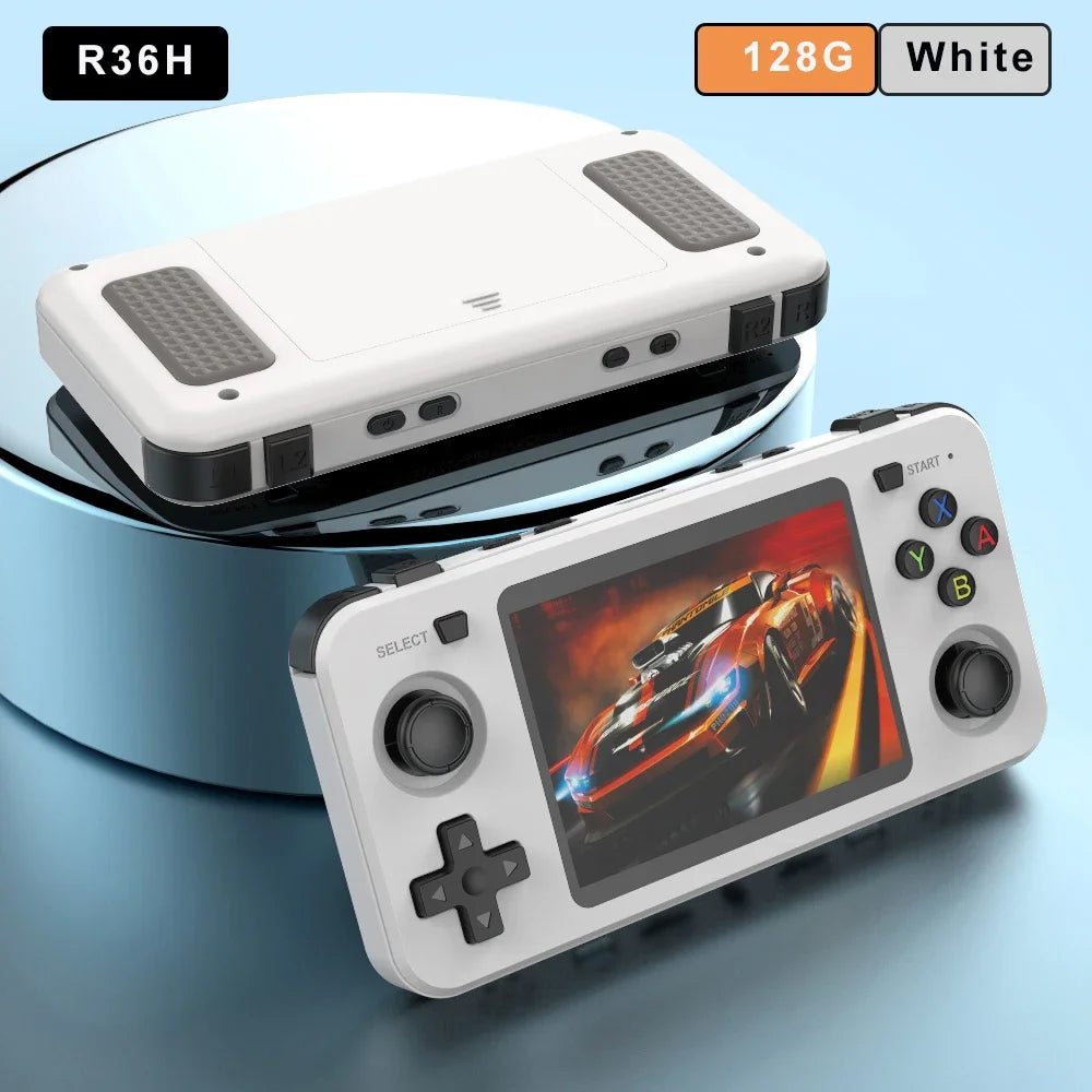 Green R36H Retro Video Game Console 3.5‘’ IPS Screen RK3326 3000 Mah Open Linux System Portable Player 64GB 128GB