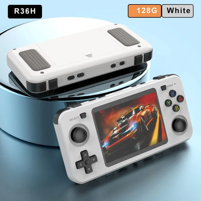 Green R36H Retro Video Game Console 3.5‘’ IPS Screen RK3326 3000 Mah Open Linux System Portable Player 64GB 128GB