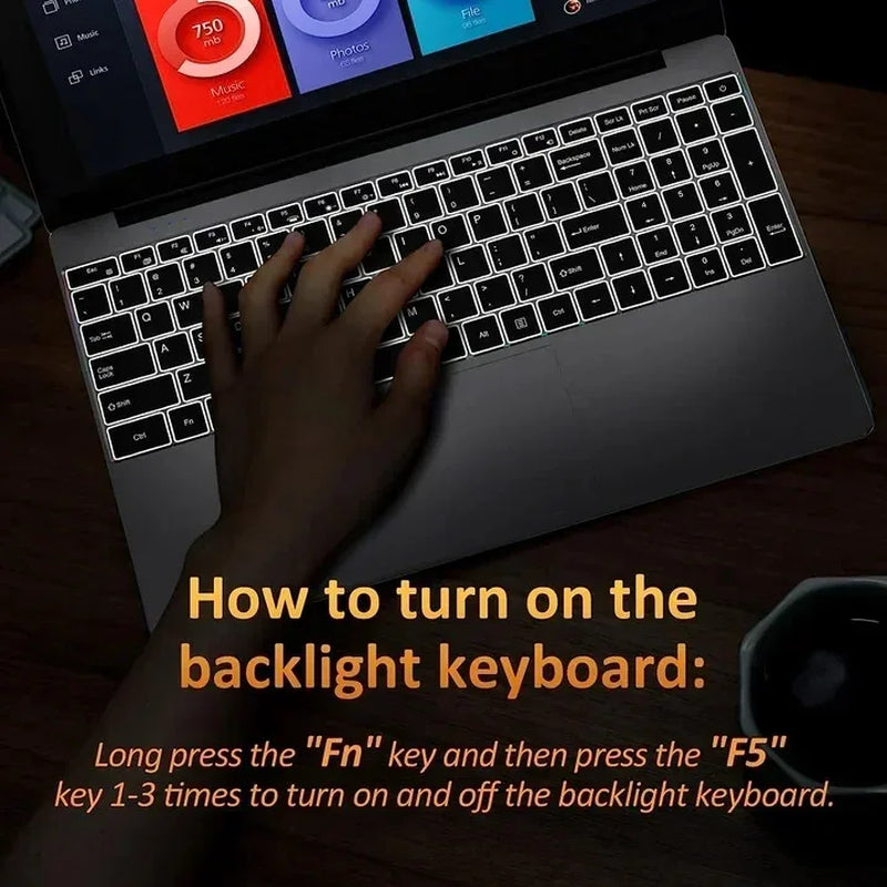 15.6"  Core I7 8550U Portable Laptops Windows 11 32GB 2TB Fingerprint Unlock Backlit Keyboard Gamer Study Office Notebook