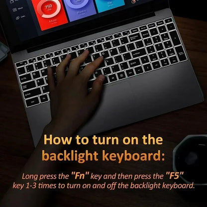 15.6"  Core I7 8550U Portable Laptops Windows 11 32GB 2TB Fingerprint Unlock Backlit Keyboard Gamer Study Office Notebook