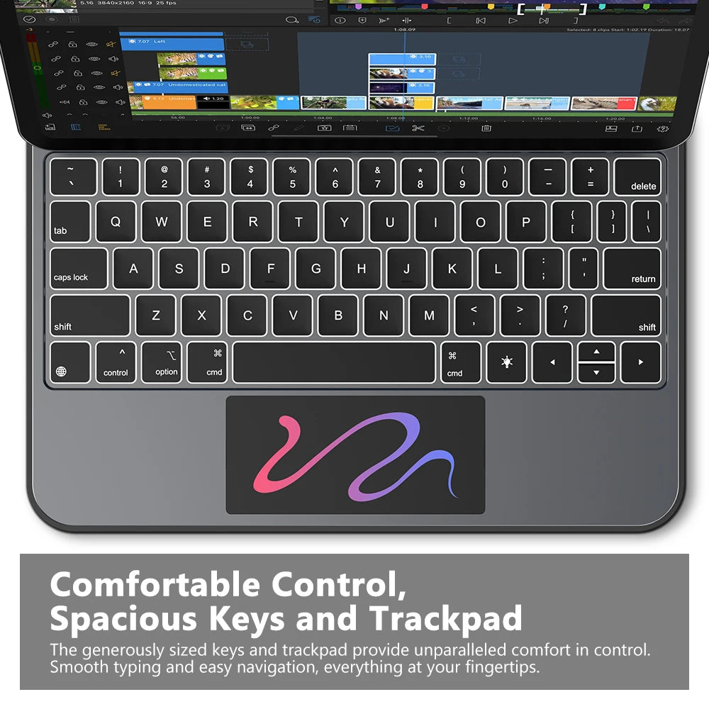 GOOJODOQ Magic Keyboard Case for Ipad Pro 11 M4 Ipad Air 4/5/6 Smart Pogo Pin PD18W Pass through Charging Smart Gesture Trackpad