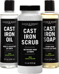 -Ultimate Cast Iron Care Set Seasoning Oil,Cleaning Soap & Restoring Scrub | 100% Plant-Based & Best for Cleaning,Washing,Restoring & Seasoning Cast Iron Skillets,Pans,Grills and More!