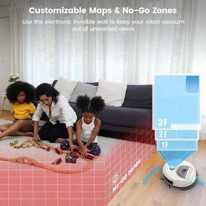Robot Vacuum and Mop Combo, 6000Pa, Dtof Lidar, (L6 Aqua) | 6000Pa Suction, Anti-Tangle, 150 Min Runtime, 3.7" Slim, 5G Wifi/App/Alexa, Pet Hair, Hard Floors, Carpets, Home