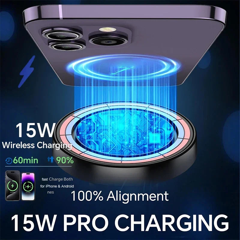 UYUXIO Magnetic Wireless Car Phone Charger Adapter 15W Fast Charging Windshield Dashboard Car Phone Holder for Iphone Samsung