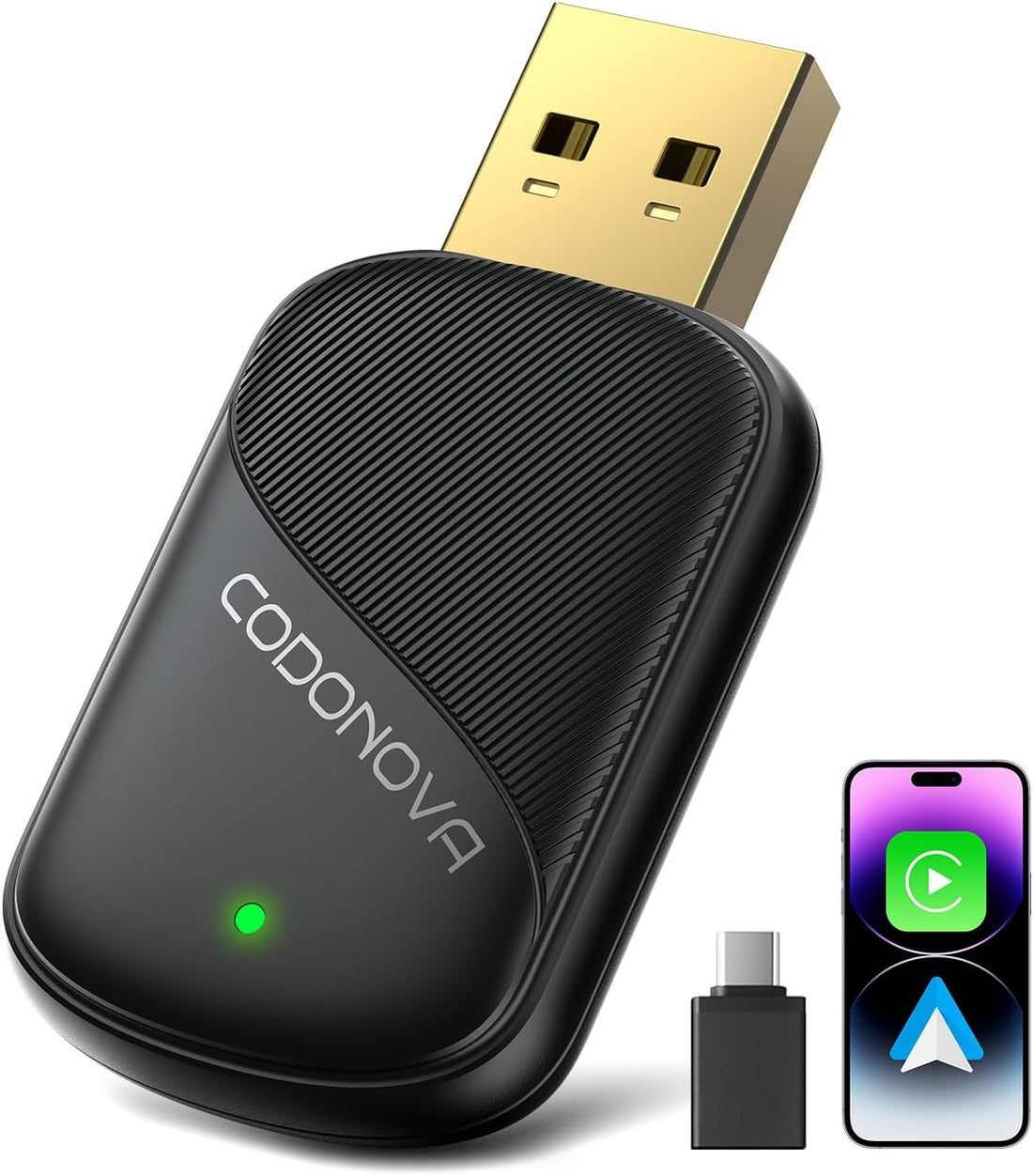 Mini Wireless Carplay Adapter for Iphone and Android Auto | | Wired-To-Wireless Car Stereo Dongle | Gold-Plated USB | Fast Stable Auto Reconnect | for OEM Wired Carplay Cars 2016+