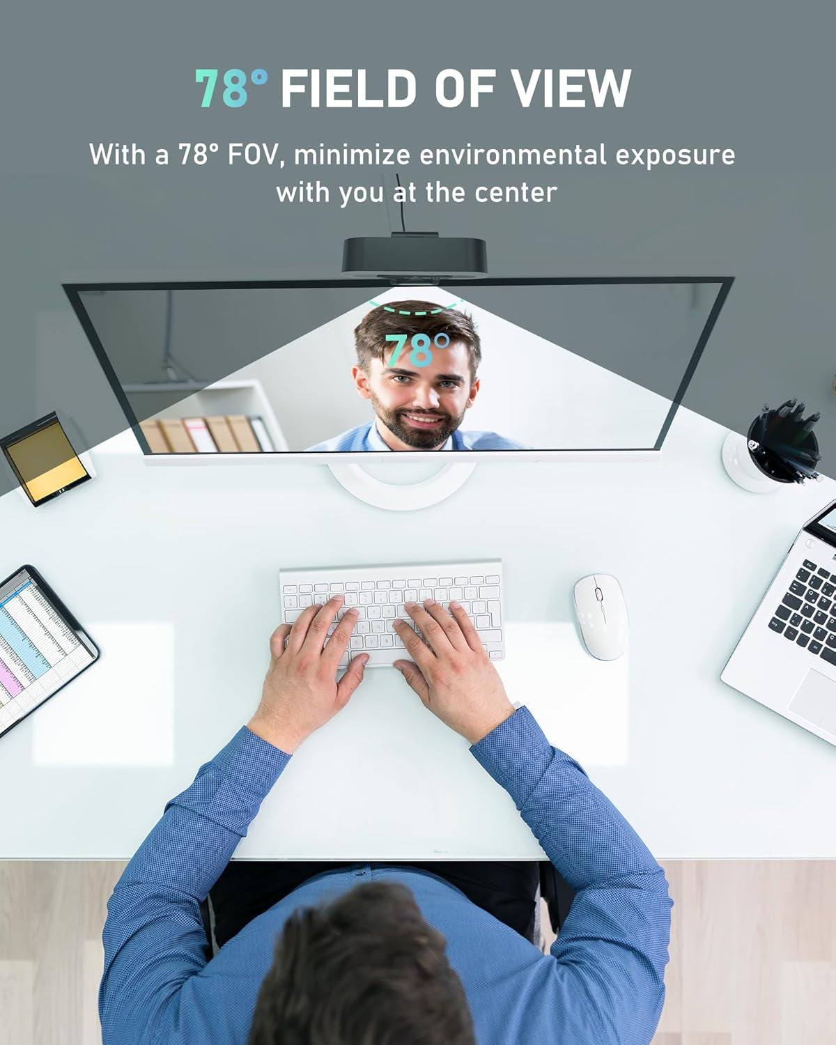 4K Webcam with Lights, PDAF Autofocus Computer Camera for Pc/Mac, 78°FOV Web Cam with 2 Noise-Canceling Microphone, USB Computer Web Camera for Laptop, Mac, Zoom