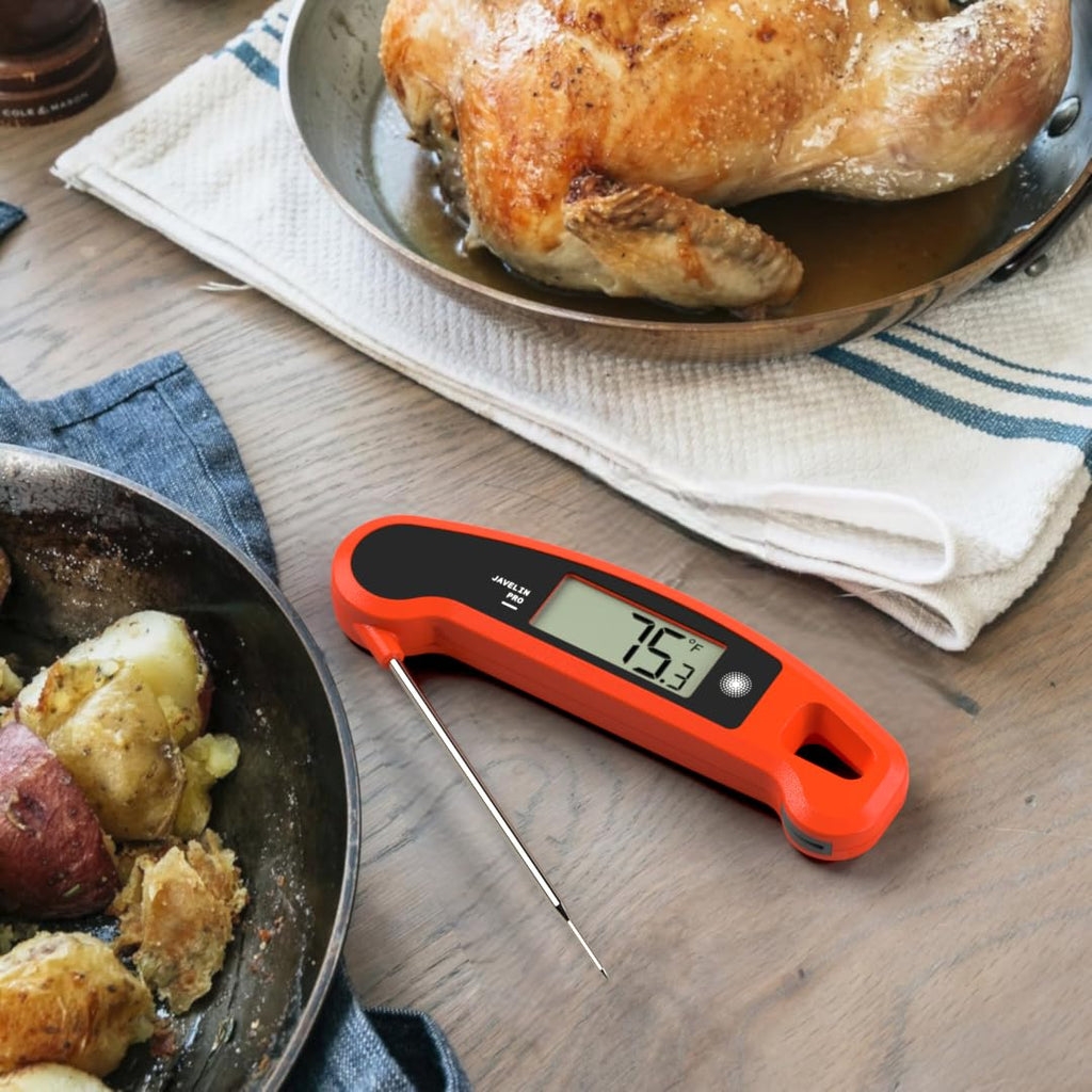 Javelin® PRO Duo Ultra-Fast 1-Second Professional Digital Instant Read Meat Thermometer for Cooking, Auto-Rotating Backlit Display, IP65 Water Resistant – Panda