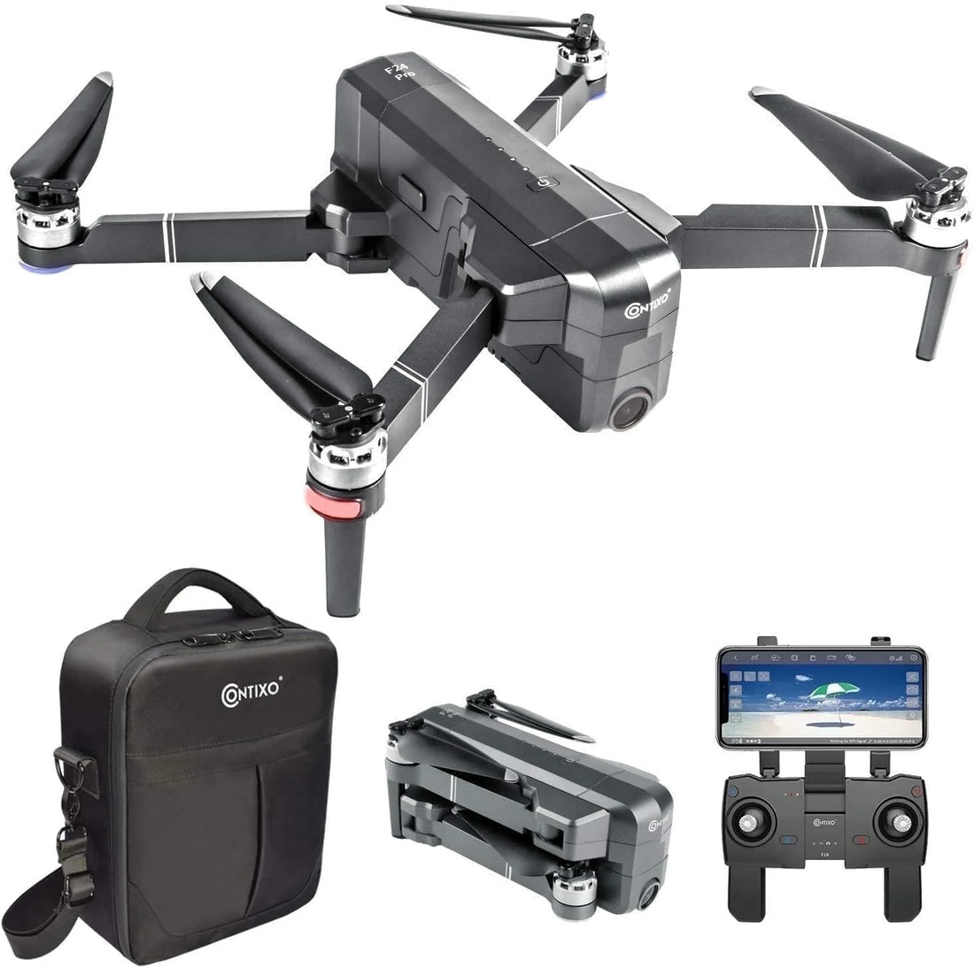 F24 Pro GPS Drones for Adults with Camera, 4K RC Drone with 30-Min Flight and 1600 Ft Range, Foldable, Black