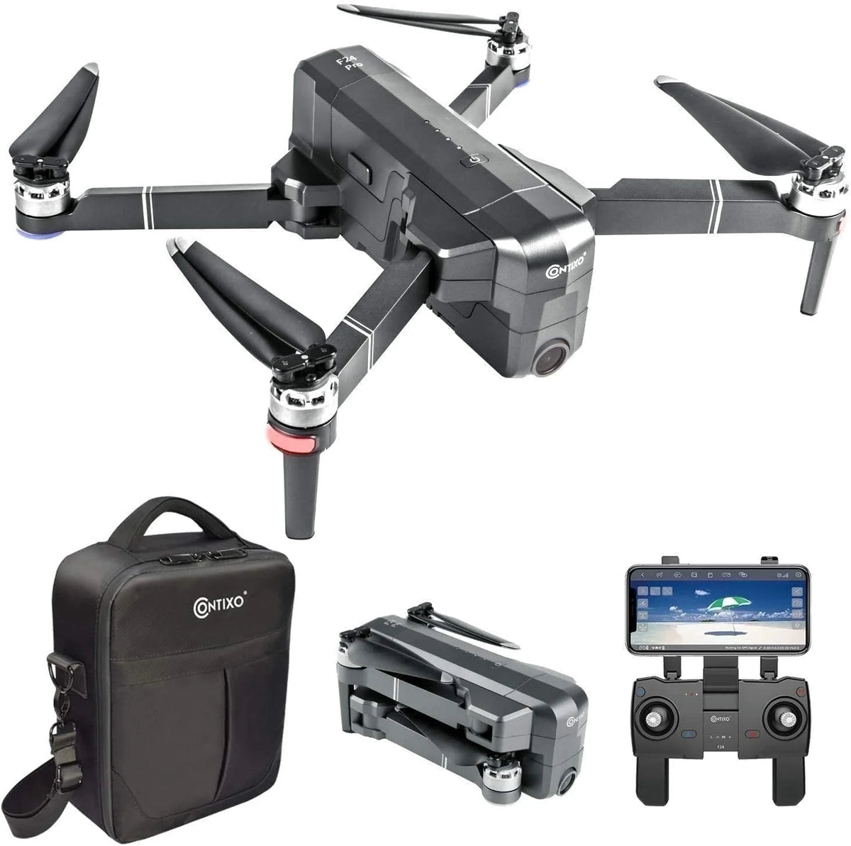 F24 Pro GPS Drones for Adults with Camera, 4K RC Drone with 30-Min Flight and 1600 Ft Range, Foldable, Black