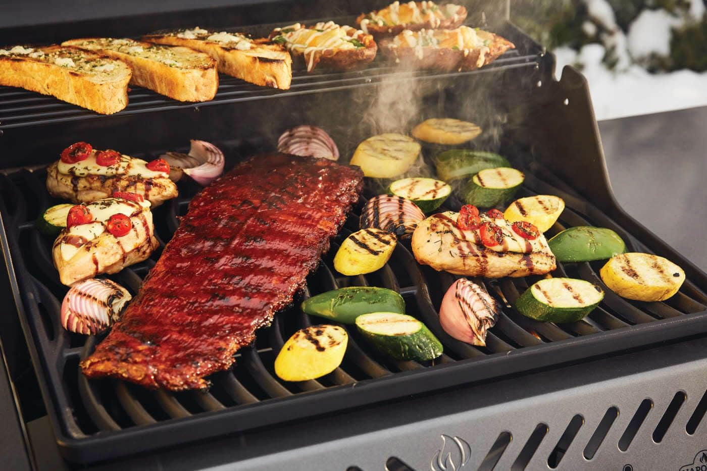 Freestyle 365 Propane Gas BBQ Grill - F365DPGT - Barbecue Gas Cart, with 3 Burners, Folding Side Shelves, Instant Failsafe Ignition, Porcelain Coated Cast Iron Cooking Grids