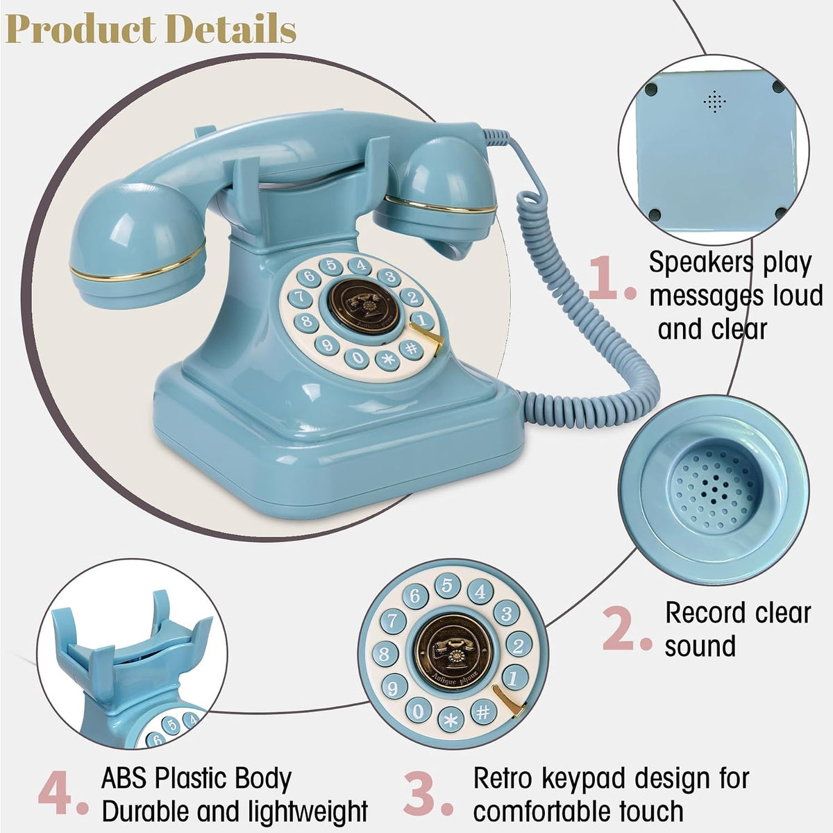 Audio Guest Book Wedding Phone, Audio Phone Guestbook (Blue-Green)