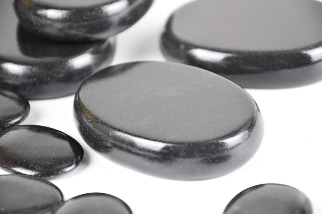 12Pcs Hot Massage Stones Set Natural Lava Basalt Heated Warmer Stone for Spa Massage Black