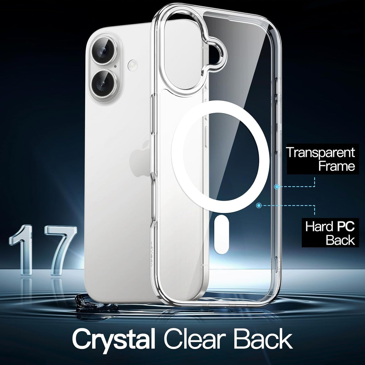 Magnetic Case for Iphone 17 6.3-Inch Compatible with Magsafe, Shockproof Phone Bumper Cover, Anti-Scratch Clear Back (Clear)