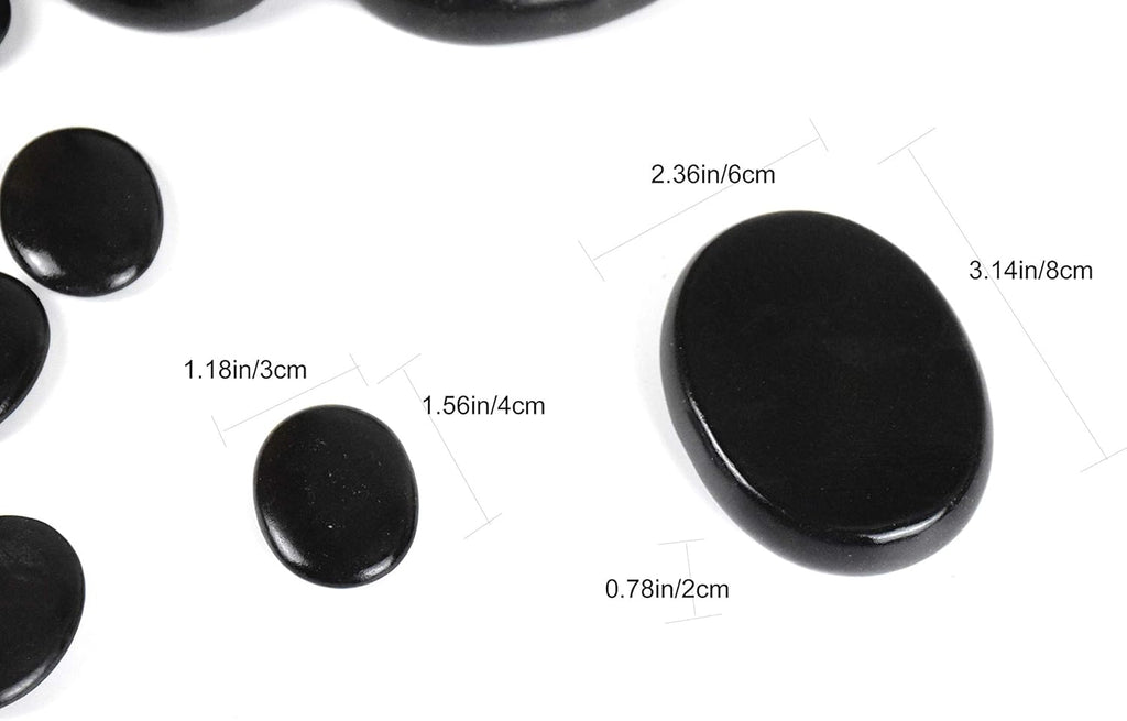 12Pcs Hot Massage Stones Set Natural Lava Basalt Heated Warmer Stone for Spa Massage Black