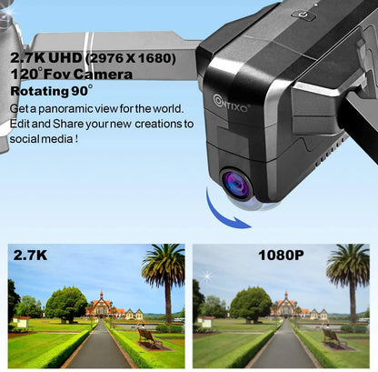 F24 Pro GPS Drones for Adults with Camera, 4K RC Drone with 30-Min Flight and 1600 Ft Range, Foldable, Black