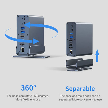 15 in 1 USB-C Docking Station 4K HD Vertical Hub with Triple Monitor ,RJ45 1000M,USB 3.0/2.0,PD 3.0,Sd/Tf,Audio 3.5 for Mac Pro