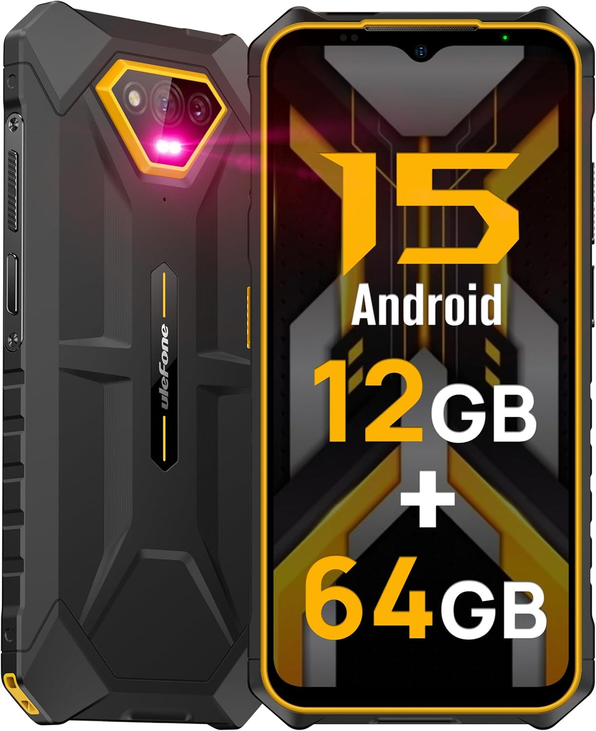 Rugged Smartphones Canada Android 15,  Armor X13 Unlocked Cell Phone, 50MP+24MP+8MP Cameras, 12+64GB Storage, 6.52” Screen, 6320Mah, Nfc,Gps,Dual 4G Volte Rugged Phones(Orange)