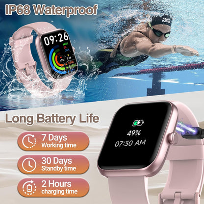 Smart Watch for Men Women with Bluetooth Call,Alexa Built-In Smartwatch,1.83"Diy Dial Fitness Watch with Sleep Heart Rate Spo2 Monitor,100+ Sport Mode,Ip68 Waterproof Watch Compatible with Android Ios